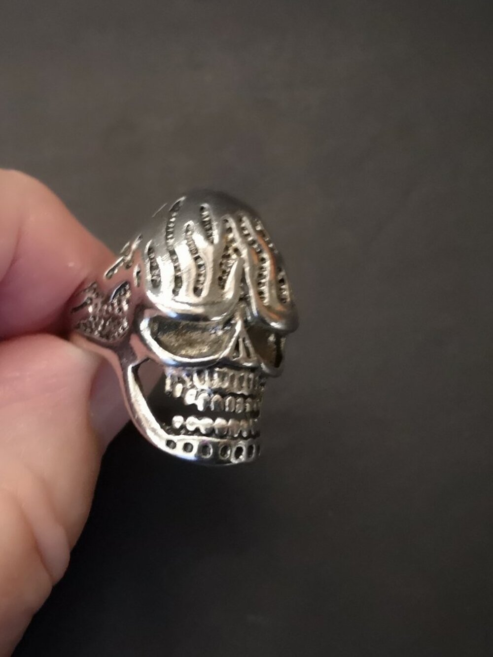 Men's Size 9 Stainless Steel Metal Skull Chunky Ring Goth Biker Punk